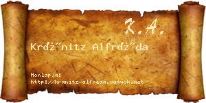 Kránitz Alfréda névjegykártya